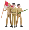 Indonesian Male Soldiers Saluting On Independence Day