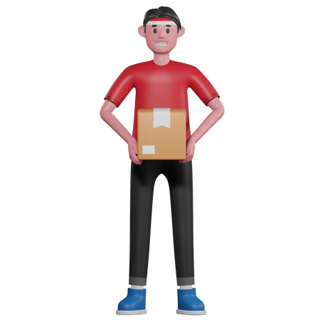 Indonesian Man Carrying Box  3D Icon