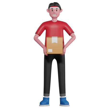 3 D Character Of Indonesia Man Carrying Box 3D Illustration