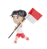 Indonesian man holding indonesian flag while running