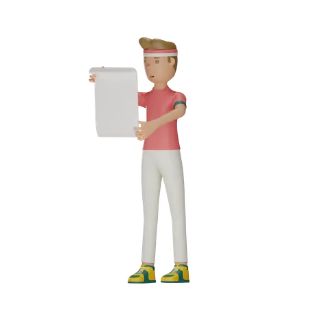 Indonesian Man Holding placard  3D Illustration