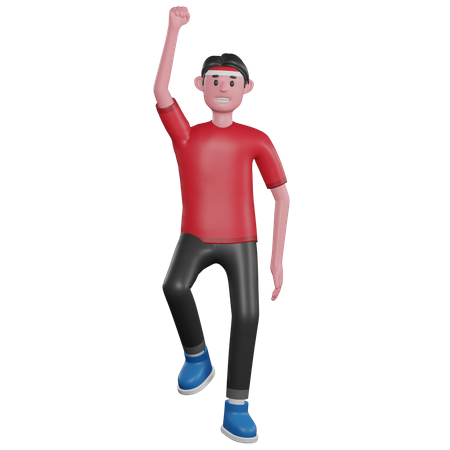 Indonesian man jumping  3D Illustration