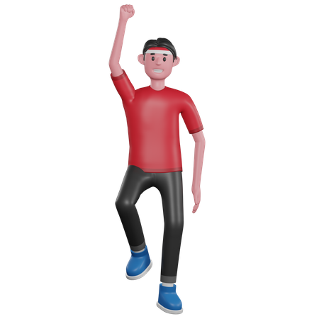 Indonesian man jumping 3D Illustration