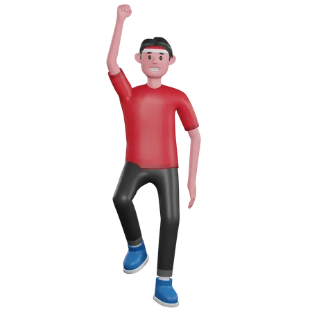 Indonesian man jumping  3D Illustration