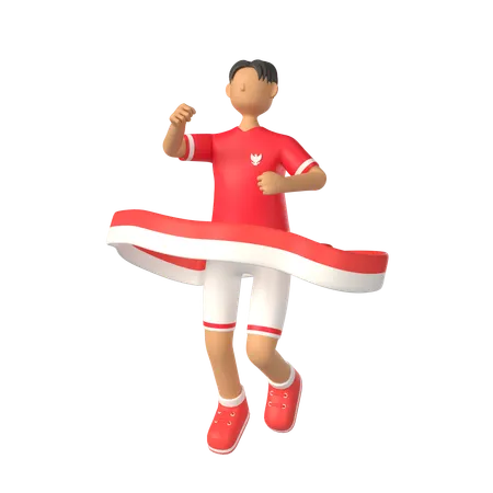 Indonesian Man Jumping In Air  3D Illustration