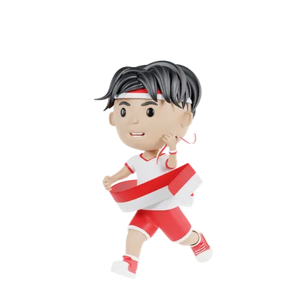 Indonesian man running  3D Illustration