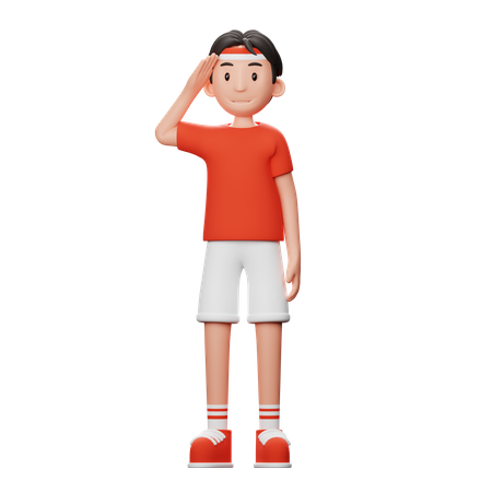 Indonesian man saluting  3D Illustration