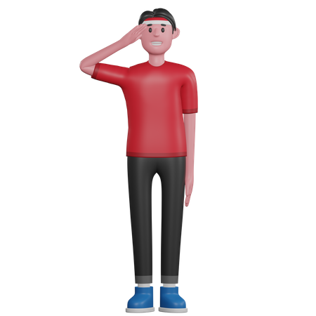 Indonesian Man saluting  3D Illustration