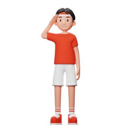 Indonesian man saluting  3D Illustration