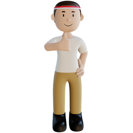 Indonesian man showing thumbs up  3D Icon