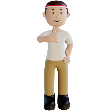 Indonesian man showing thumbs up 3D Illustration