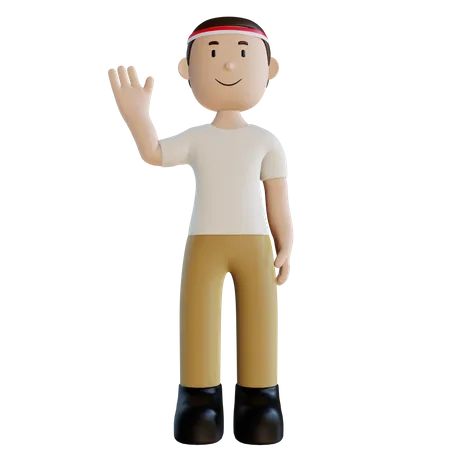 Indonesian man waiving hand  3D Illustration