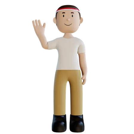 Indonesian man waiving hand 3D Illustration
