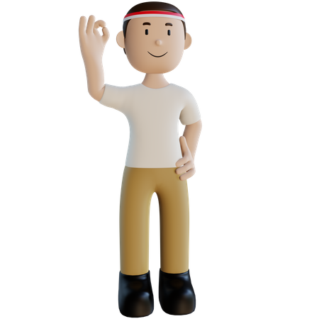 Indonesian man with okay gesture  3D Illustration