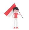 Indonesian People Bring A Flag