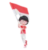 Indonesian People Bring A Flag With Run