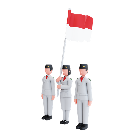 Indonesian People Celebrating Independence Day  3D Icon