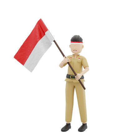 Indonesian People Celebrating Independence Day  3D Icon
