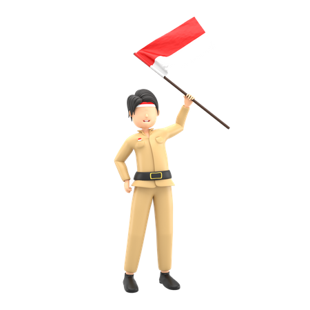 Indonesian People Celebrating Independence Day  3D Icon