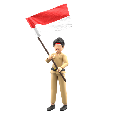 Indonesian People Celebrating Independence Day  3D Icon