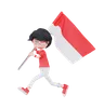 Indonesian People Is Running With Bring A Flag
