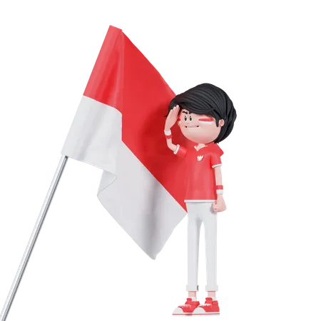 Indonesian People Is Saluting  3D Illustration