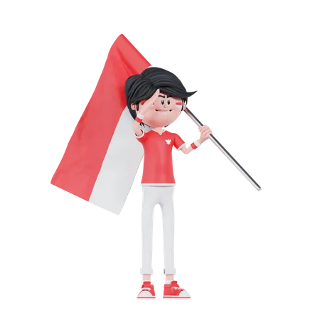 Indonesian People Is Saluting  3D Illustration