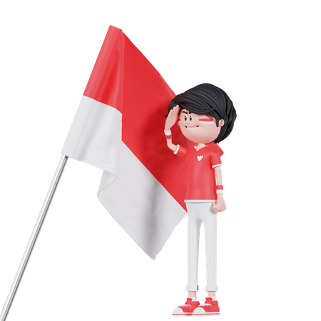 Indonesian People Is Saluting  3D Illustration