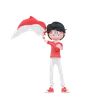 Indonesian People Is Standing With Bring A Flag