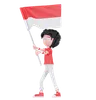 Indonesian People Is Standing With Bring A Flag