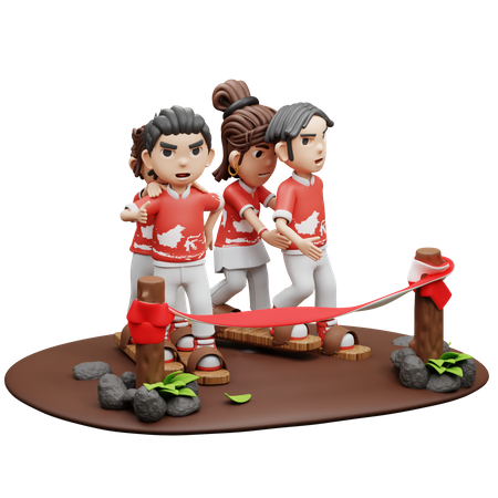 Indonesian People Playing Clog Racing  3D Icon