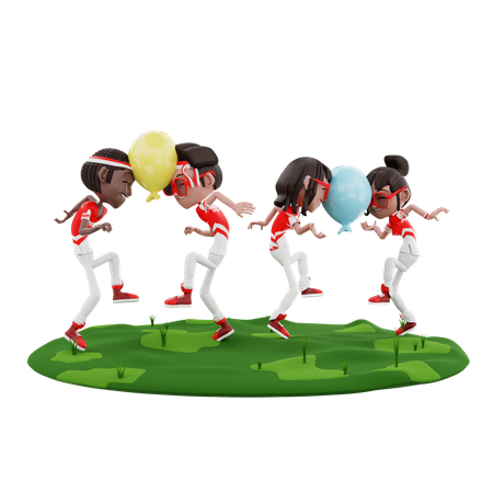 Indonesian people playing Joget Balon  3D Icon