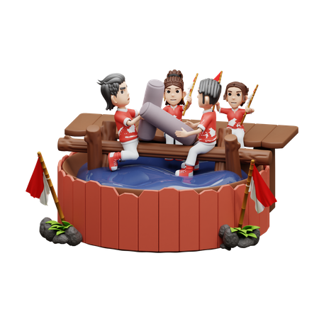 Indonesian People Playing Smack Game  3D Icon