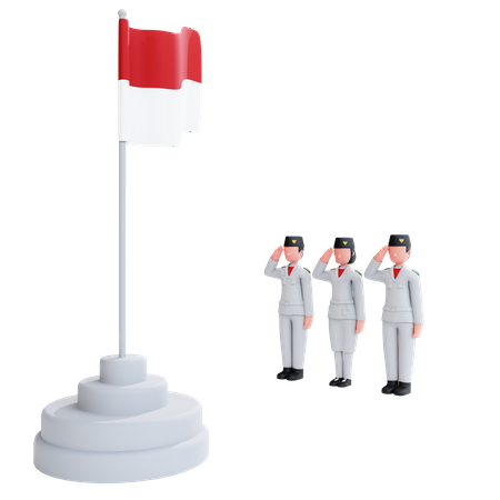 Indonesian People Saluting On Independence Day  3D Icon