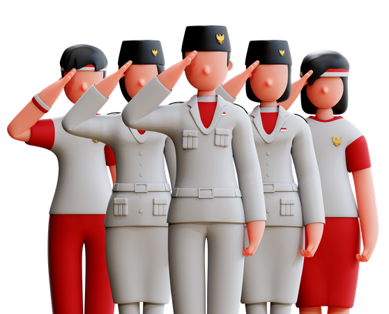 Indonesian People Saluting On Independence Day  3D Icon