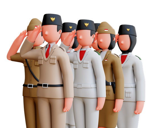 Indonesian People Saluting On Independence Day  3D Icon