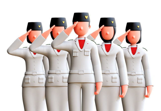 Indonesian People Saluting On Independence Day  3D Icon