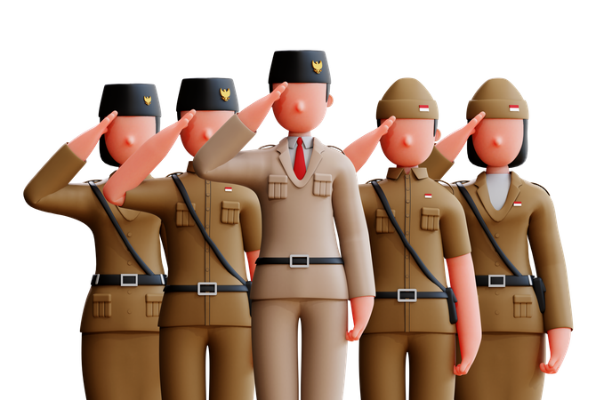 Indonesian People Saluting On Independence Day  3D Icon