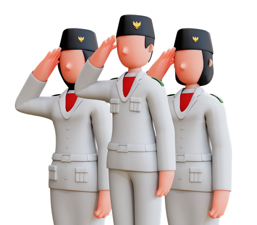 Indonesian People Saluting On Independence Day  3D Icon