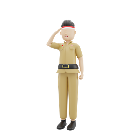 Indonesian People Saluting On Independence Day  3D Icon