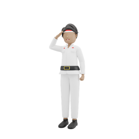Indonesian People Saluting On Independence Day  3D Icon