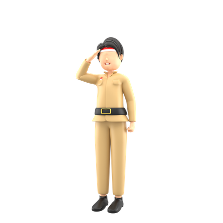 Indonesian People Saluting On Independence Day  3D Icon