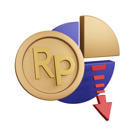 Indonesian Rupiah Decrease Monet Chart  3D Icon