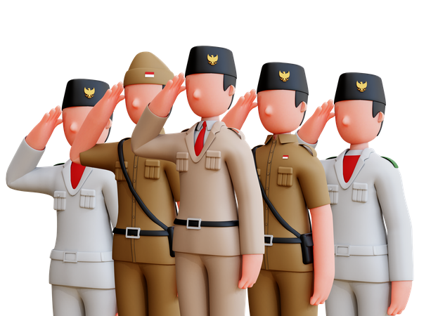 Indonesian Saluting On Independence Day 3D Illustration
