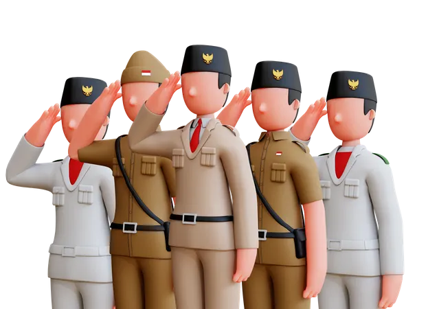 Indonesian Saluting On Independence Day  3D Illustration