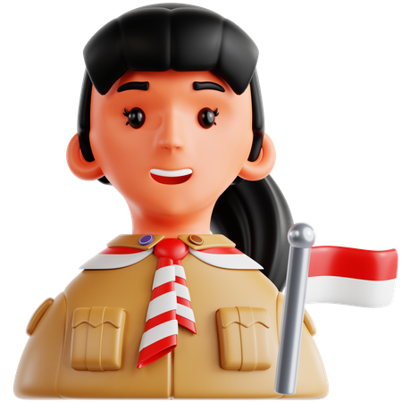 Indonesian Scout Girl  3D Icon