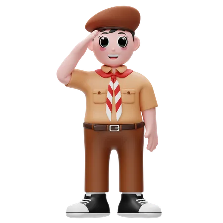 Indonesian Soldier Is Saluting  3D Illustration