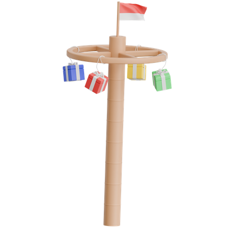 Indonesian Traditional Game Panjat Pinang  3D Icon