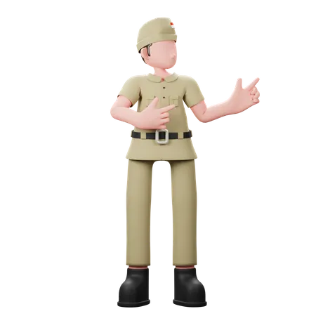 Indonesian veteran pointing fingers  3D Illustration