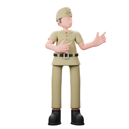 Indonesian veteran pointing fingers  3D Illustration